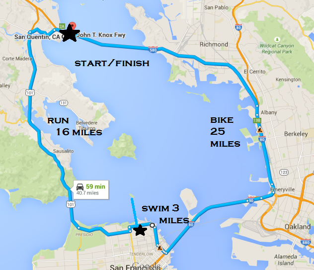 Prison to Prison Triathlon route